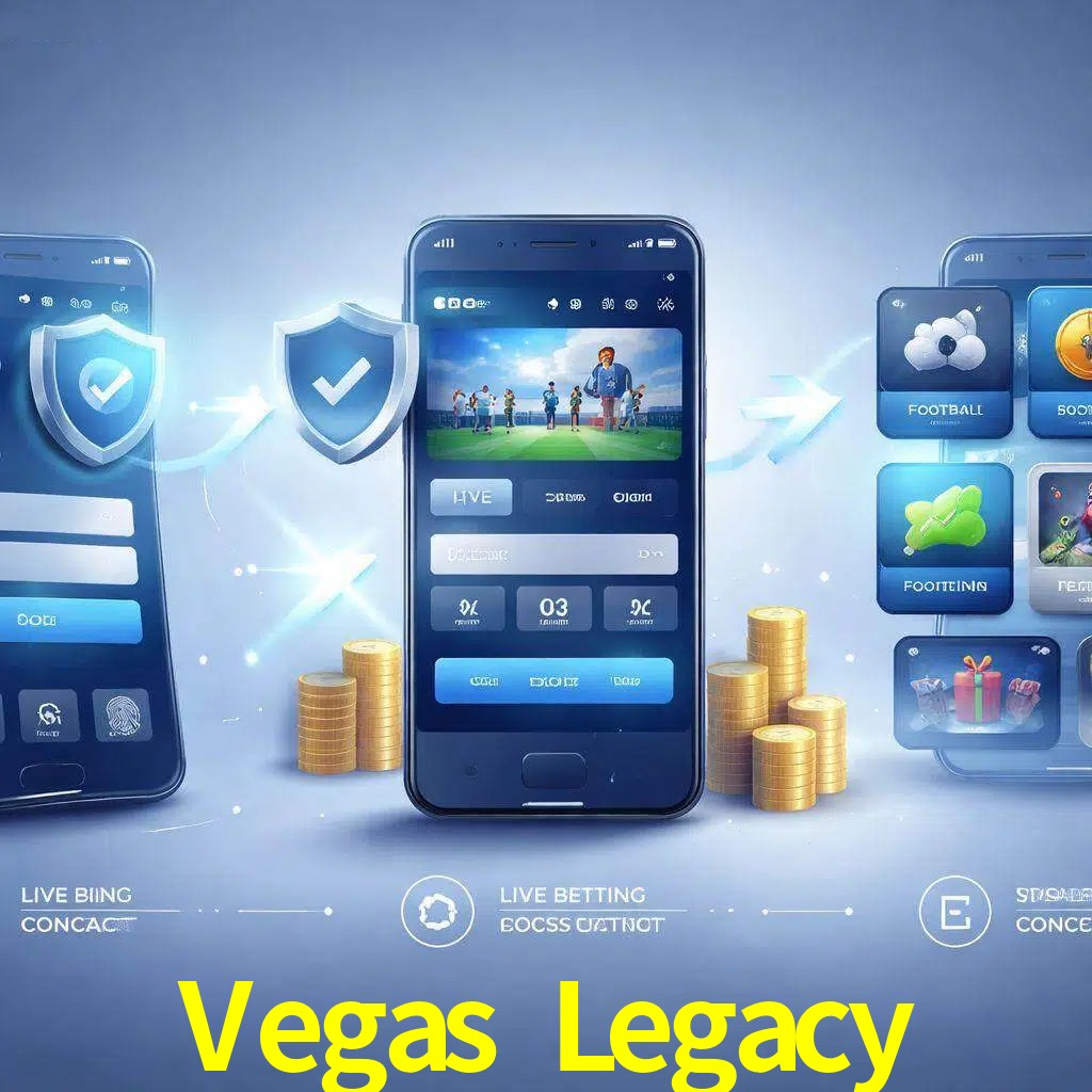 Pasos de acceso a la app Vegas Legacy en pantalla de teléfono móvil